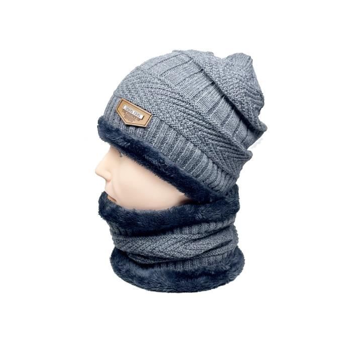 3 en 1 Bonnet d'hiver homme en tricot avec écharpe et gants,noir -  Cdiscount Prêt-à-Porter
