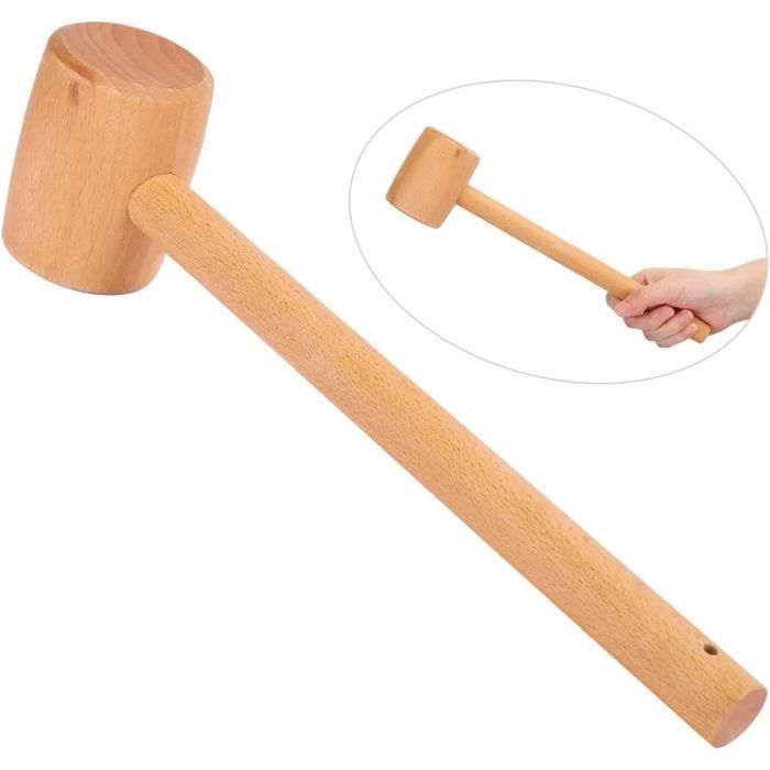 Marteau Maillet En Bois De Hêtre LHKJ - Longueur 19.5 Cm, Poids 300 G, Pour Travail Du Cuir, Sculpture Maillet Bois