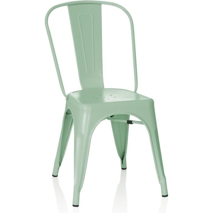 chaise bistrot - vantaggio - brush métal - vert - style industriel - empilable