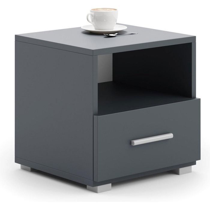 Table de chevet gris - poignée aluminium