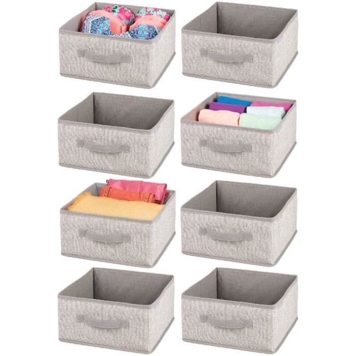 Boite en Tissu de Fibres synth/étiques mDesign Boite de Rangement pour Chambre d/’Enfants Lot de 2 Bleu Salle de Bain etc. Module de Rangement Pliable