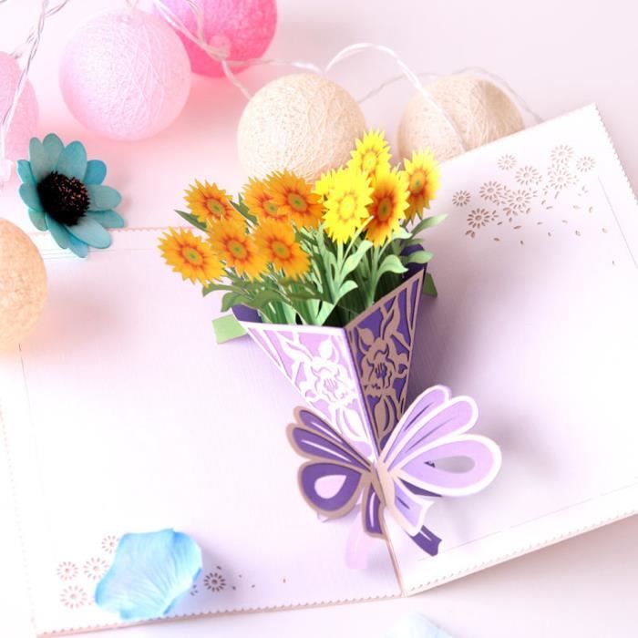 Pop Up 3D Carte d'anniversaire fleurs adapté pour Mère Fille Soeur Gran épouse son