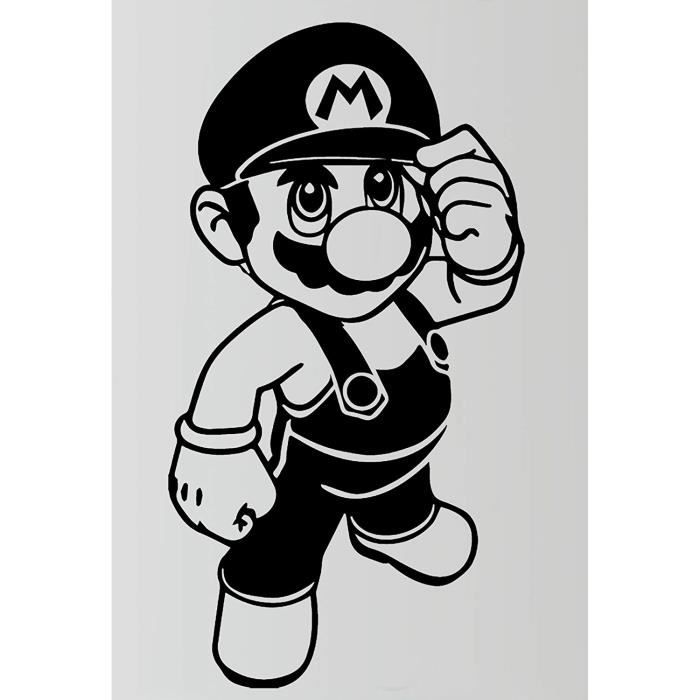 Stickers Muraux Super Mario Bros Blancs - 12x23 Cm - Autocollants Vinyle - Décoration Gaming