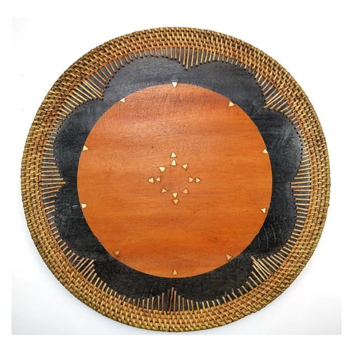 Set De Table Rond En Bois Et Rotin Decoration De Table Ethnique