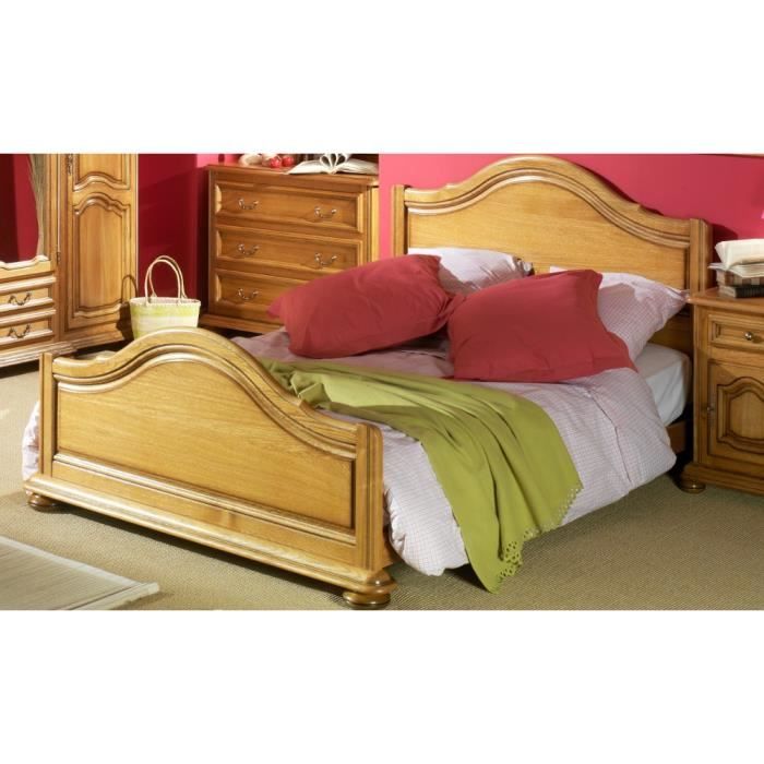 Lit Chevets Bois Massif 140x190 Donon Chene Dore Achat Vente
