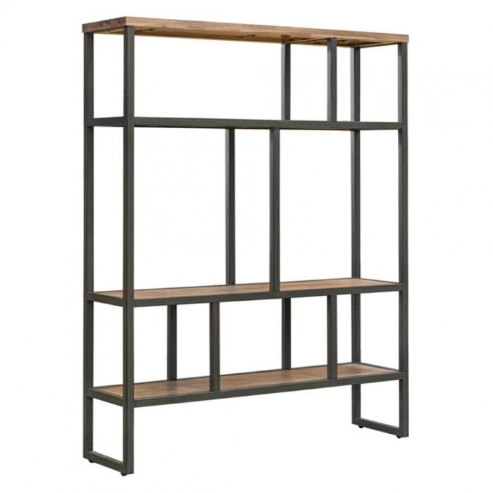 Étagère L.110 cm en bois dacacia et pieds métal effet vieilli - MAYBEL Étagère L.110 cm en bois dacacia et pieds métal effet vieilli - MAYBEL