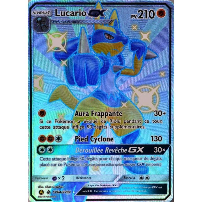 Carte Pokemon Sv64 68 Lucario Gx 210 Pv Shiny Sl11 5 Soleil Et Lune Destinees Occultes Neuf Fr Cdiscount Jeux Jouets