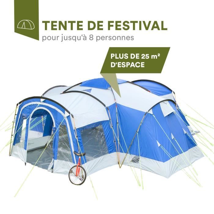 XXL Tente de Camping Tunnel Familiale 4-6 Personnes Tente de Groupe Festival 
