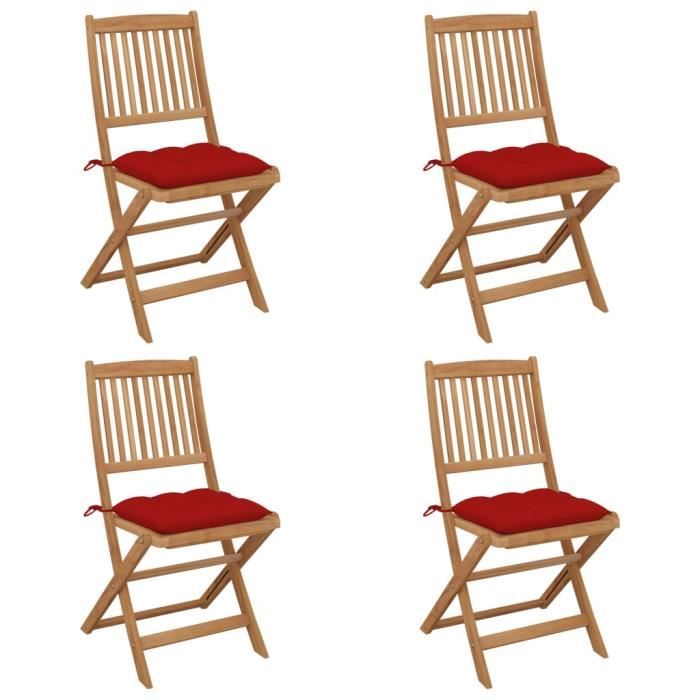 market6902nouveau lot de 4 chaises pliables de jardin 4 pcs fauteuils de jardin contemporain - chaises d'extérieur avec coussins boi