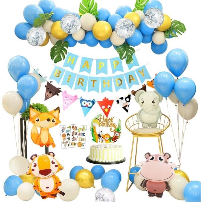 Aperil Decoration Ballon Anniversaire 1 An Garcon Decoration Jungle Kit Joyeux Anniversaire Ballon 2 Ans Avec Feuilles De441 Cdiscount Maison