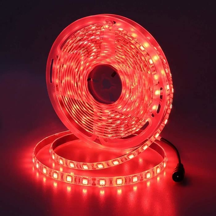 Bande LED Lumineuse Ruban Strip 24cm 12V Voiture Rouge Etanche