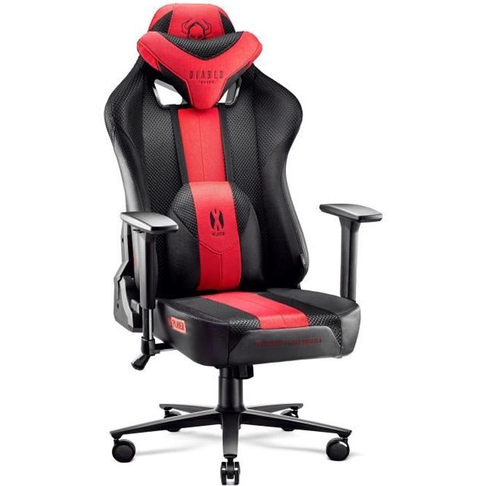 DIABLO Chaise Gaming -  - X-Player 2.0 - Anthracite-Rouge - XL - Accoudoirs 3D 