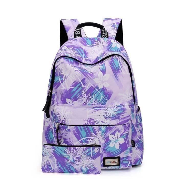 tanche Sac Dos pour College Fille avec 1 Trousse pour Scolaire