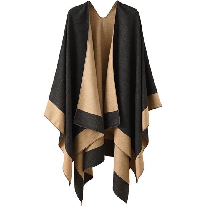 Poncho Ch le Femme charpe Cape paisse El gant Chaud Hiver Grand