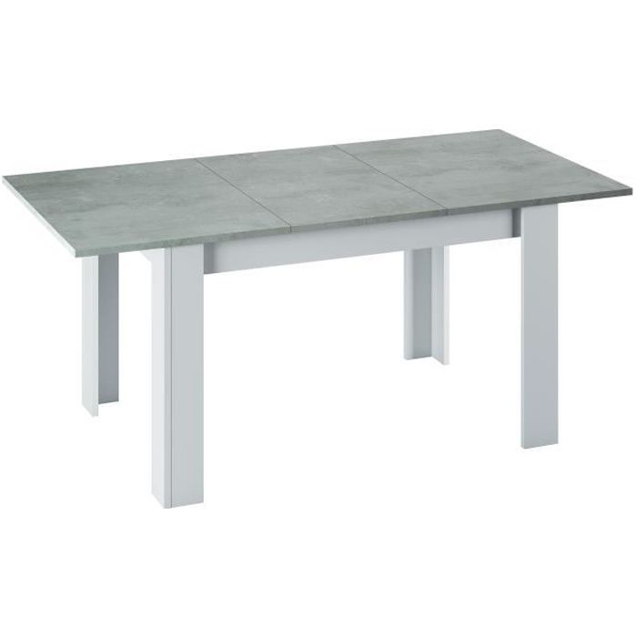 table à rallonge midland dmora - style contemporain - ciment et blanc