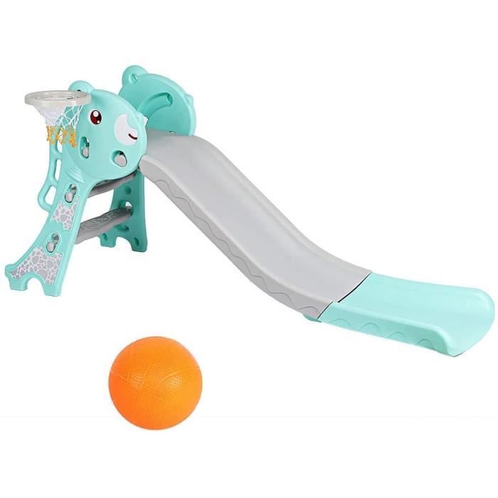 Toboggan Autoportant Pour Enfant Avec Panier De Basket – Plastique Robuste, Jusqu’à 18 Kg, Montage Facile