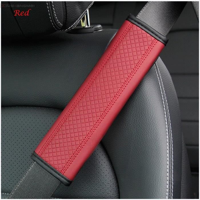 1pcs Rouge - Housse de siège de voiture, housse de Protection de ceinture  de sécurité, épaulière en cuir gauf