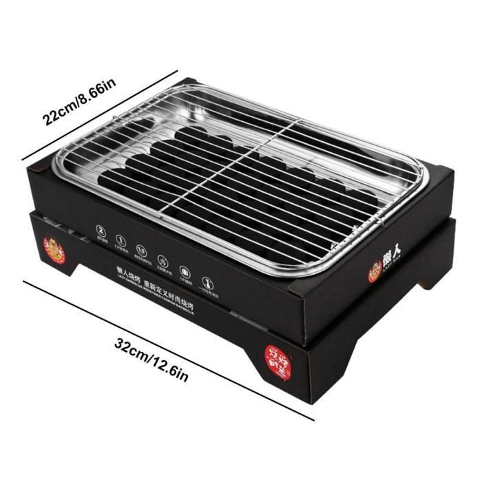 Barbecue Charbon Portable Et Fumoir - Petit Gril Pliable Pour Camping, Pique-nique, Jardin - Avec Grille Et Plaque à Rôtir - 13