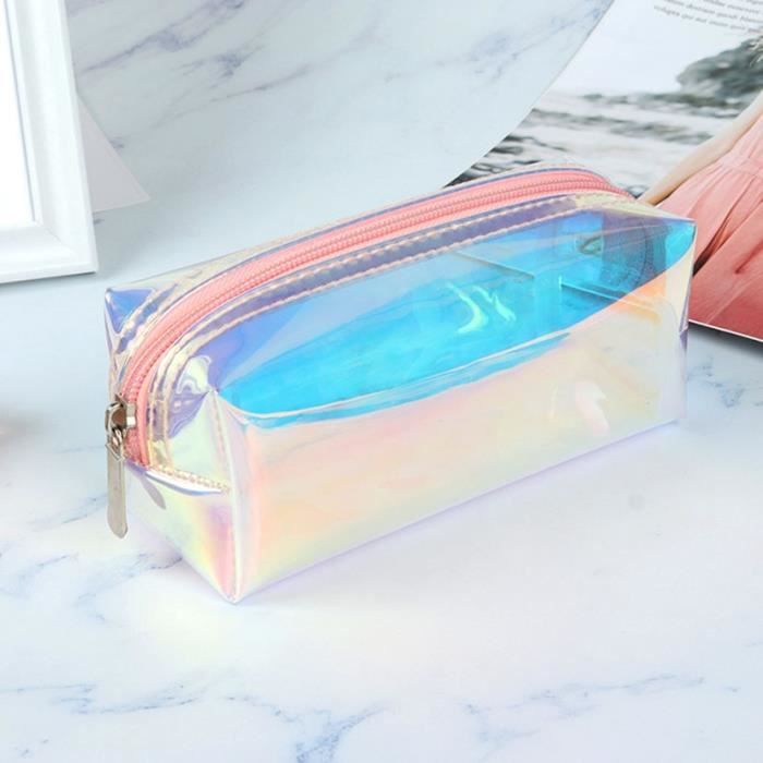 Soul Projekt Trousse Scolaire Transparente 22x10,5x6,5 Cm - Pour École, Voyage Ou Maquillage - Rouge