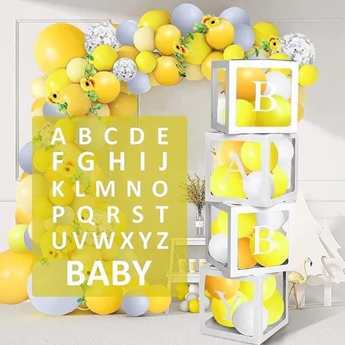 Kit Baby Shower 5 Boîtes à Ballons Lettres Prénoms - Décoration Anniversaire Fille, Baby Shower Et Gender Reveal Cube Lettre Pour Anniversaire
