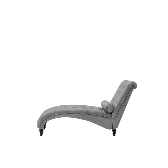 beliani chaise longue en velours gris clair muret cdiscount maison