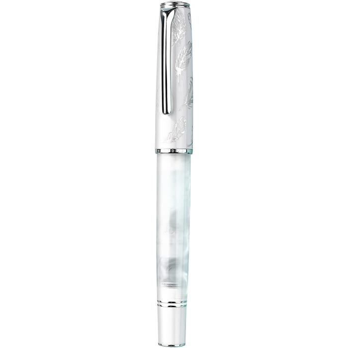 Stylo-plume Hongdian 1843 Navigator Pointe Extra Fine 0.4mm - Corps Laiton Ondulé Bleu, Convertisseur Inclus, Étu