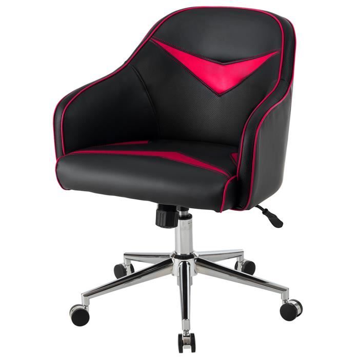 fauteuil de bureau pivotant ergonomique - costway - rouge - hauteur réglable - charge 120 kg