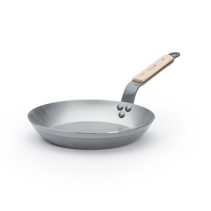 Poêle - DE BUYER - Minérale B Bois 24 cm - Acier - Anti-adhésif - Poignée en bois
