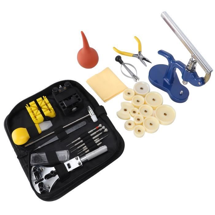 DPZO Kit Changement Pile Montre - Ouvre Boitier Montre Avec Support De Boitier Brucelles Manuel Dutilisation Pour Ouvrir Le Couvercle De La Montre En Tournant 80783745