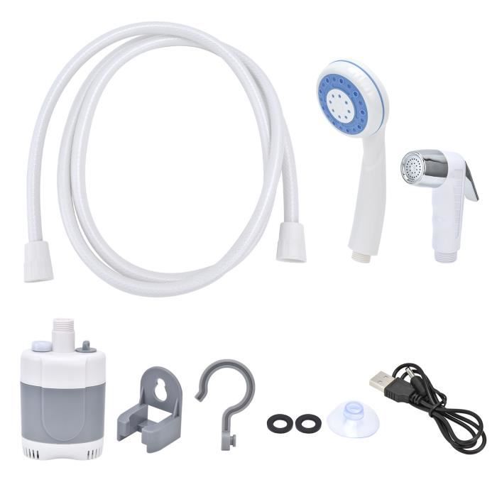 Kit Douche de Camping, [6000mAh] Spopal Douche Portable,Pompe de Douche Électrique Rechargeable,Imperméable, avec Afficheur Intelligent et Pomme de Douche 4 Modes pour Extérieure,Camping,Randonnée
