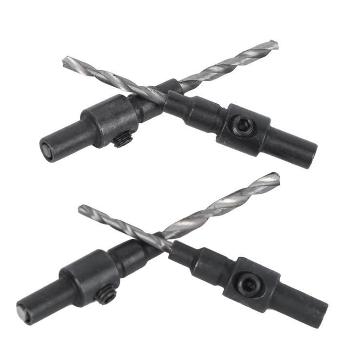 Lot De 5 Forets Coniques à Tige Hexagonale 1/4" (6,35 Mm) - Tailles #6, #8, #10 - Pour Travail Du Bois, Fraisage, Perçage Pilote