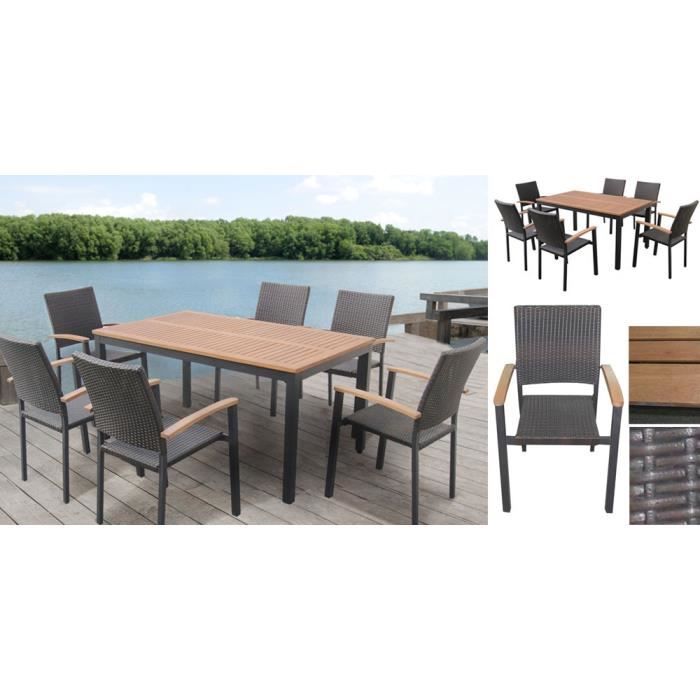 Salon De Jardin 150cm Aluminium 1 Table 6 Fauteu Achat Vente