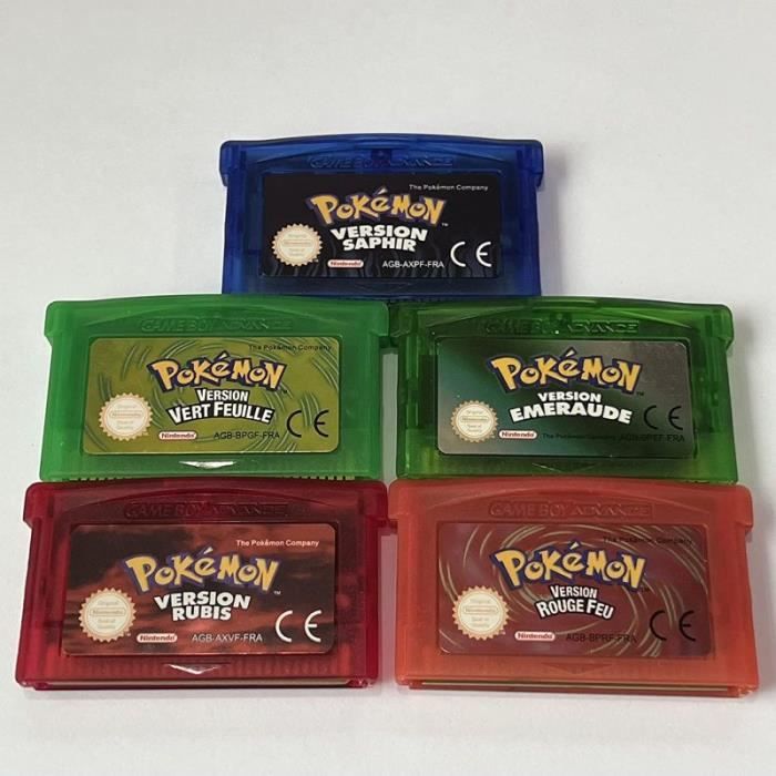Français Game Boy Advance GBA Jeux Classique Pokemon Série Rubis/Émeraude/Vert feuille/Saphir/Rouge feu EUR Version Tous Les 5 pcs