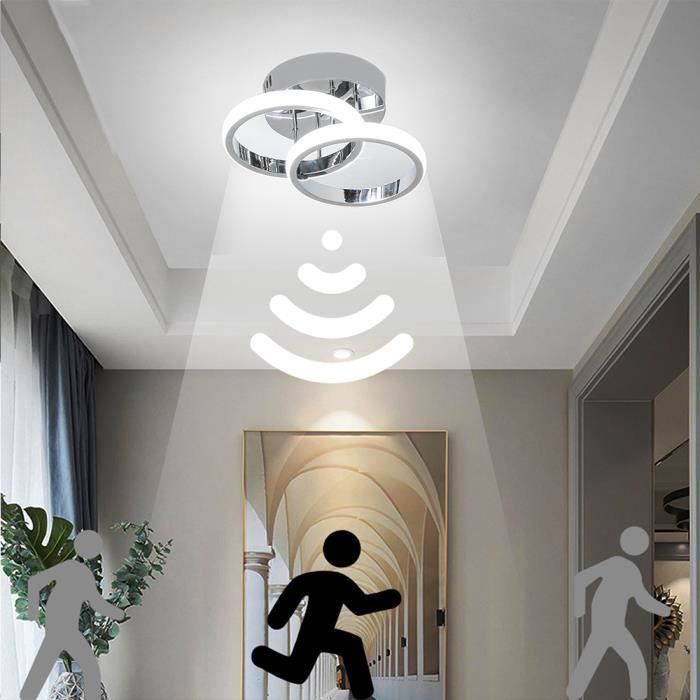 Plafonnier LED à détecteur de mouvement Blanc Froid Lampe de Plafond  moderne avec activé par le mouvement 18W pour escalier,couloir - Cdiscount  Maison