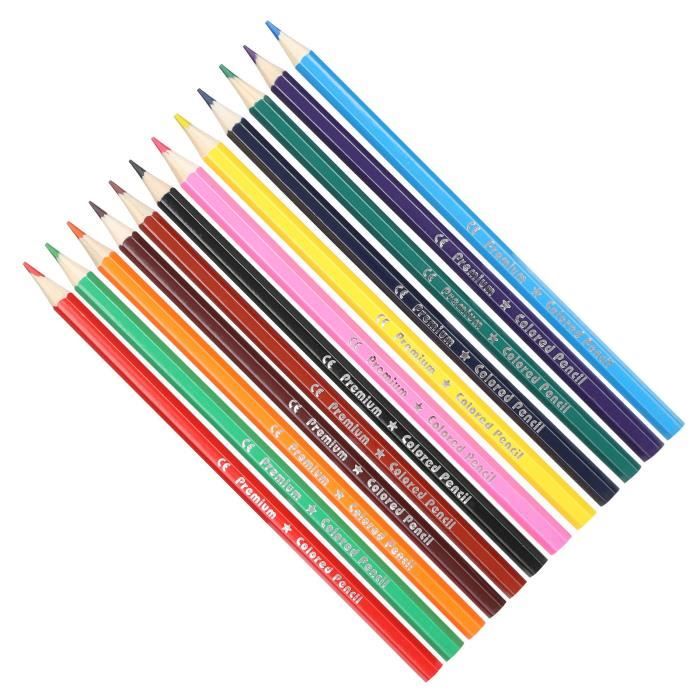 HURRISE Crayon de couleur enfant 12 couleurs en bois enfants peinture  dessin crayon école maison Graffiti crayon de couleur(Espace