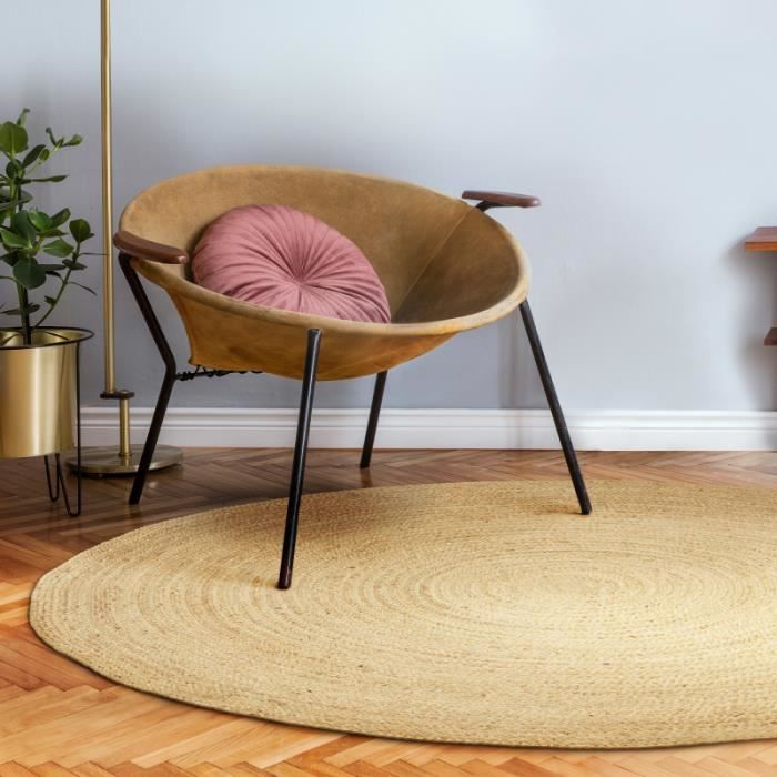 tapis rond en jute daya 120 cm achat vente tapis cdiscount