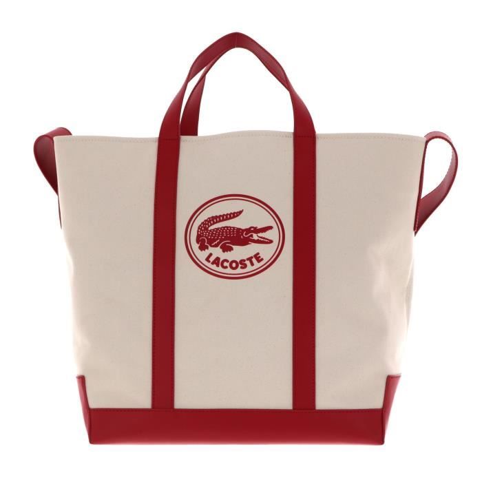 LACOSTE L-Tote Shopping Bag Farine Rouge [145103] - sac shopper sac a main  Beige, Rouge - Cdiscount Bagagerie - Maroquinerie