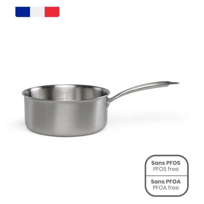 Brigade Casserole en acier inoxydable 20 cm LIVOO MEP161 Acier inoxydable Triply Tous feux dont induction Made in France