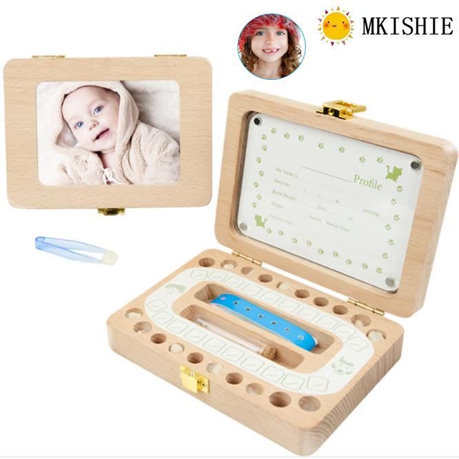 Boîte à Dents pour Bébé , Dent Boîtes en Bois pour Bébé Boite a Dents de  Lait Cadeau de Naissance