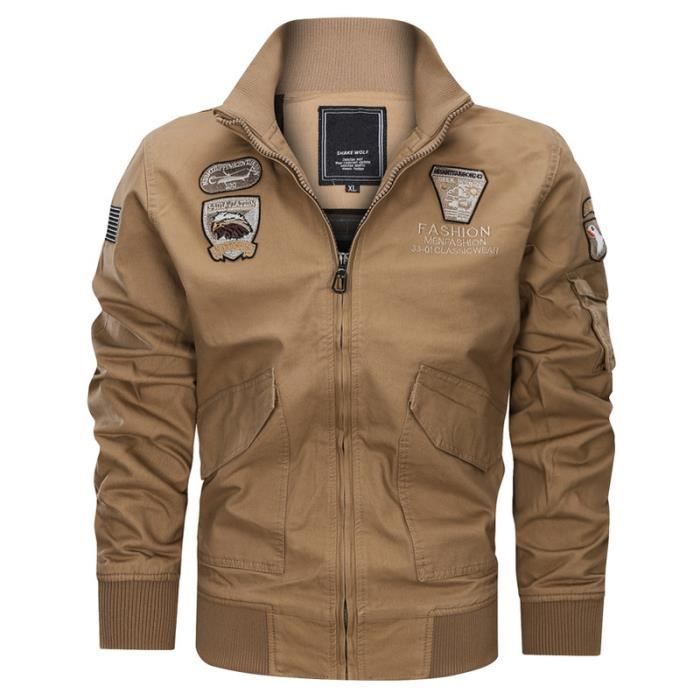Blouson Homme Bombers Fashion Casual 100 Coton Blouson Aviateur Coupe Vent Confortable Marque Luxe Veste Hommes Kaki Kaki Cdiscount Pret a Porter