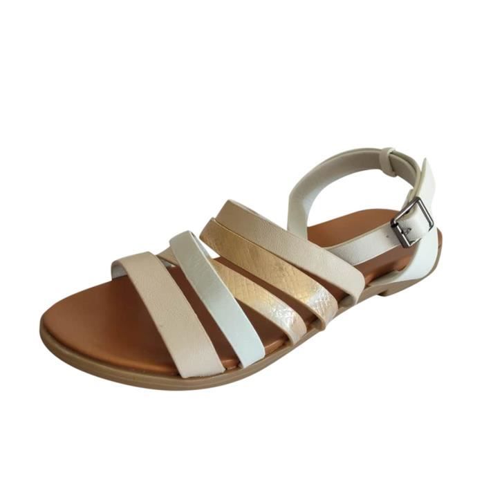 Sandales Romaines Dorées New Look - Taille 37 - Occasion En Bon état - Style Estival Top