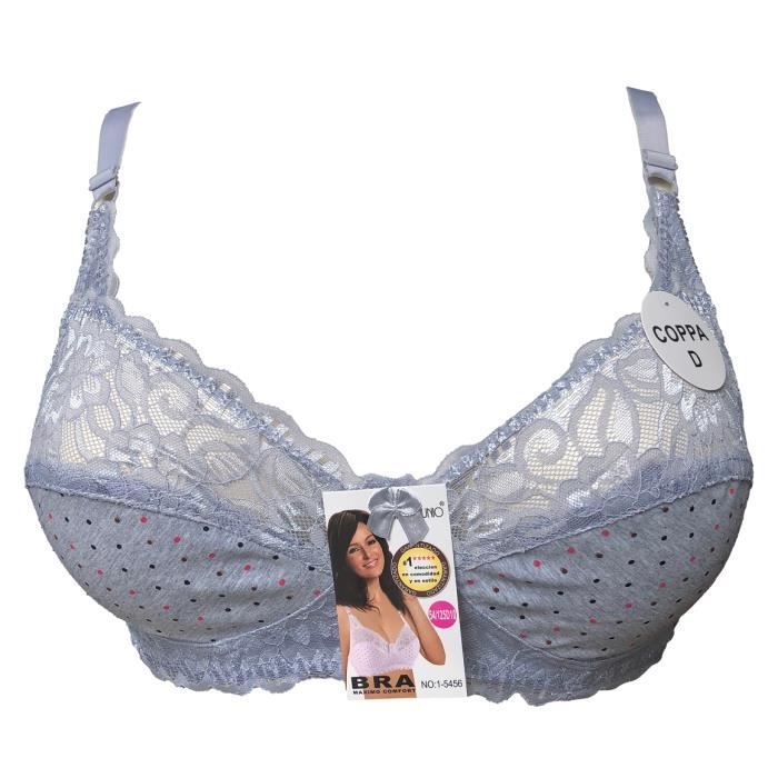 Soutien gorge 95D sans armatures en coton gris avec pois lingerie grande taille Gris Cdiscount Pret a Porter