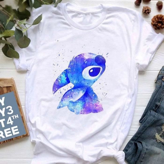 T-shirt Femme Ohana Stitch Dreamcatcher - Lilo Et Stitch, Coton Noir, Motif Lune Et Attrape-rêves