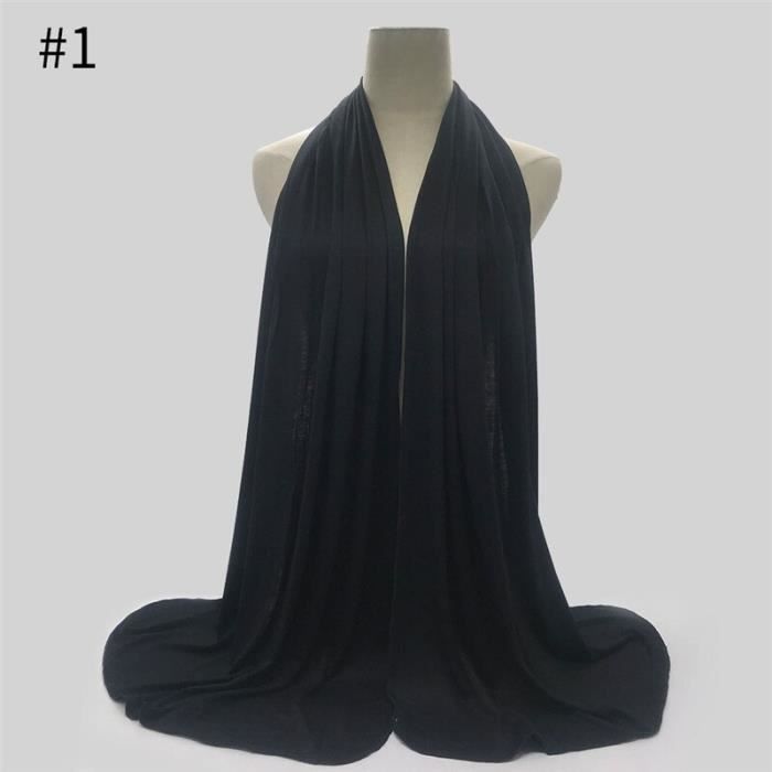 Lot De 2 Hijabs (foulards) En Modal - Taille Unique 40x30 Cm - Noir - Élastique, Pour Sport Et Quotidien