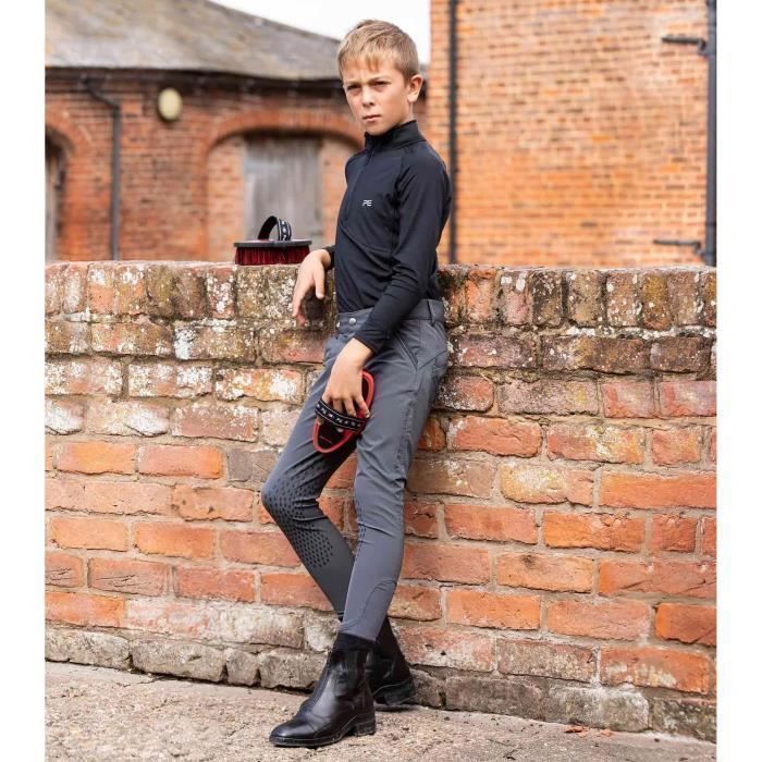 Pantalon equitation enfant Premier Equine Gando Anthracite Grey Grip au genou Respirant