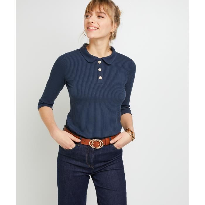 MGizo - Chemisier Femme Manches 3/4 Décontracté - Tissu Doux Extensible (95% Polyester, 5% élasthanne) - Détails Boutons Aux Poignets