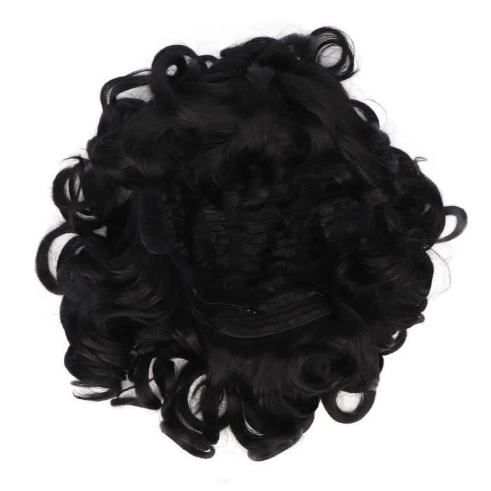 Perruque Synthétique Bouclée Noire - Longueur 30cm, Bonnet Moyen Inclus, Neuve Sans étiquette