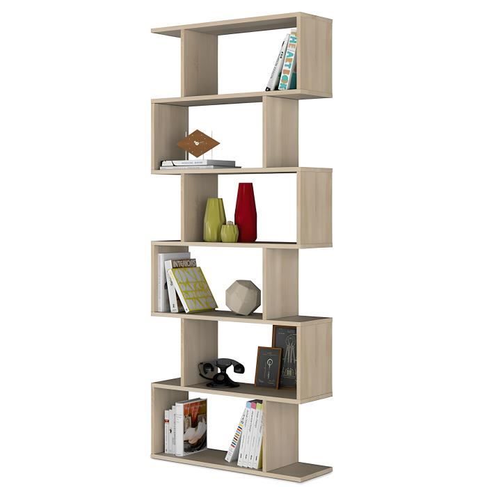 Etagère bibliothèque en panneau de particules mélaminé coloris blanc mat et chêne - Hauteur 192 x Longueur 80 cm x Profondeur 24 cm Etagère bibliothèque en panneau de particules mélaminé coloris blanc mat et chêne - Hauteur 192 x Longueur 80 cm x Profondeur 24 cm