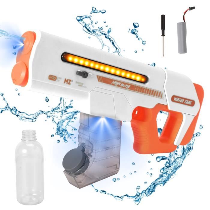 Skirfy Pistolet à Eau Électrique – Portée 10,7 M – Aspiration Automatique, Lumières LED, Réservoir Intégré – Pour Enfants Et Adultes – Idéal Pour Batailles Estivales