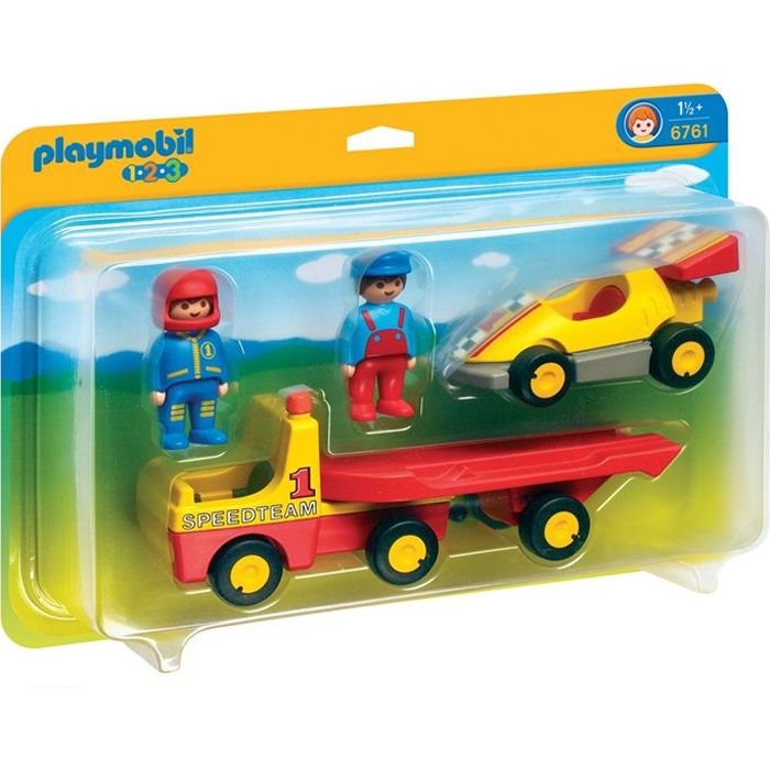 Playmobil 1 2 3 6761 Voiture De Course Avec Camion De